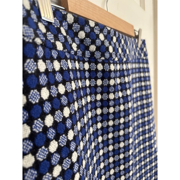 Talbots Polka Dot Skirt Size 10 Wool Blend Lined Blue White Black - Picture 1 of 5